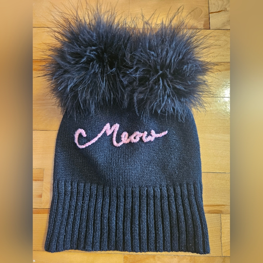 Kate Spade New York Meow Winter Hat With Two Pompoms Touque Beanie